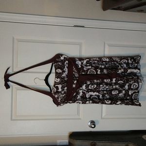Brown and white floral halter dress